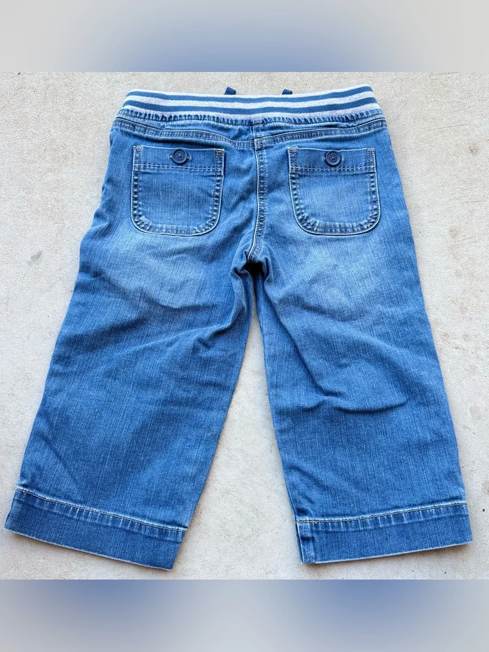 Mini Boden 10y Denim Jean Shorts Withed Ribbed Tie Waist